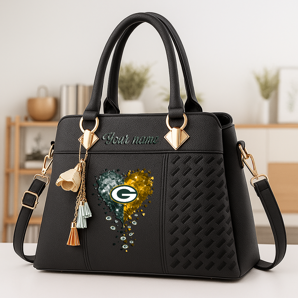 LIMITED EDITION - NEW CUSTOMIZED NFL08 GBP GREEN BAY PACKERS ZIP HANDBAG MULTICOLOR