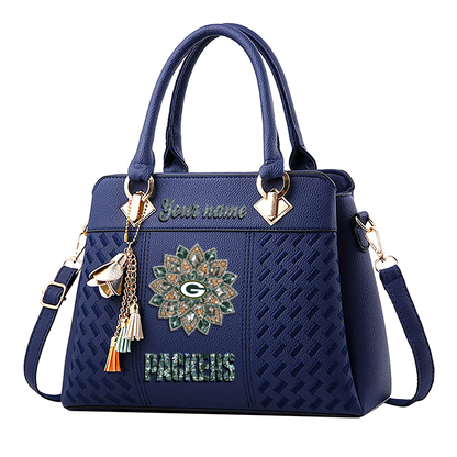 LIMITED EDITION - NEW CUSTOMIZED NFL08 GBP GREEN BAY PACKERS WOMEN'S ZIP HANDBAG MULTICOLOR