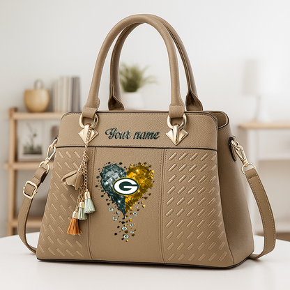 LIMITED EDITION - NEW CUSTOMIZED NFL08 GBP GREEN BAY PACKERS ZIP HANDBAG MULTICOLOR