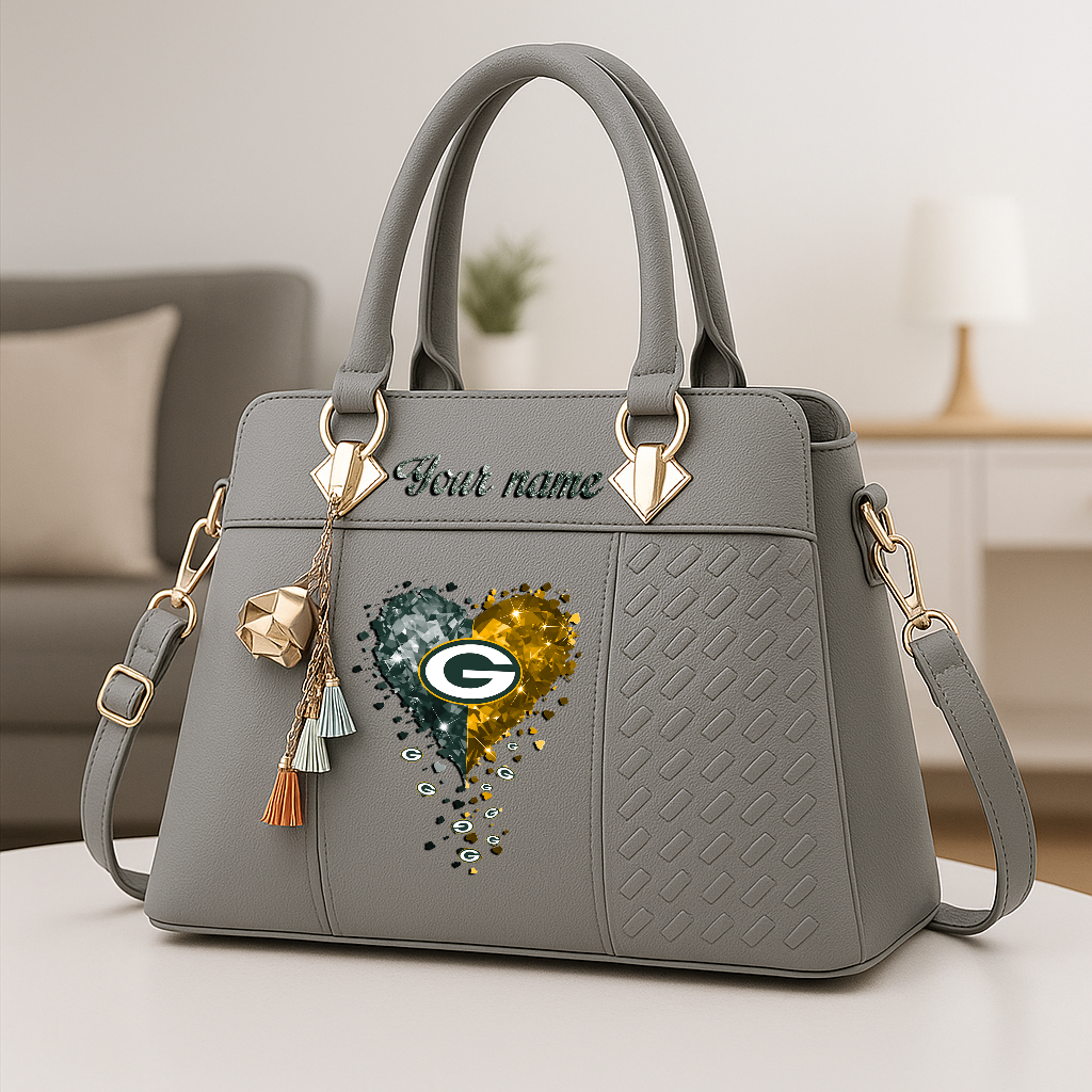 LIMITED EDITION - NEW CUSTOMIZED NFL08 GBP GREEN BAY PACKERS ZIP HANDBAG MULTICOLOR