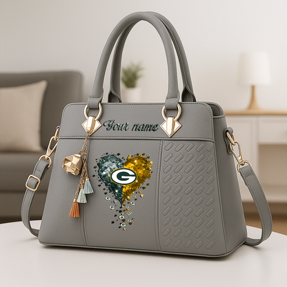 LIMITED EDITION - NEW CUSTOMIZED NFL08 GBP GREEN BAY PACKERS ZIP HANDBAG MULTICOLOR