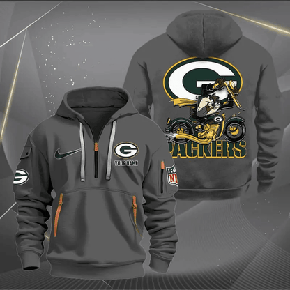 [SPECIAL OFFER] NEW CUSTOMIZED NFL08 GBP GREEN BAY PACKERS MUTICOLOR QUARTER ZIP HOODIE