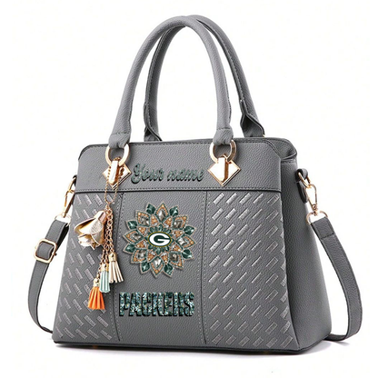 LIMITED EDITION - NEW CUSTOMIZED NFL08 GBP GREEN BAY PACKERS WOMEN'S ZIP HANDBAG MULTICOLOR