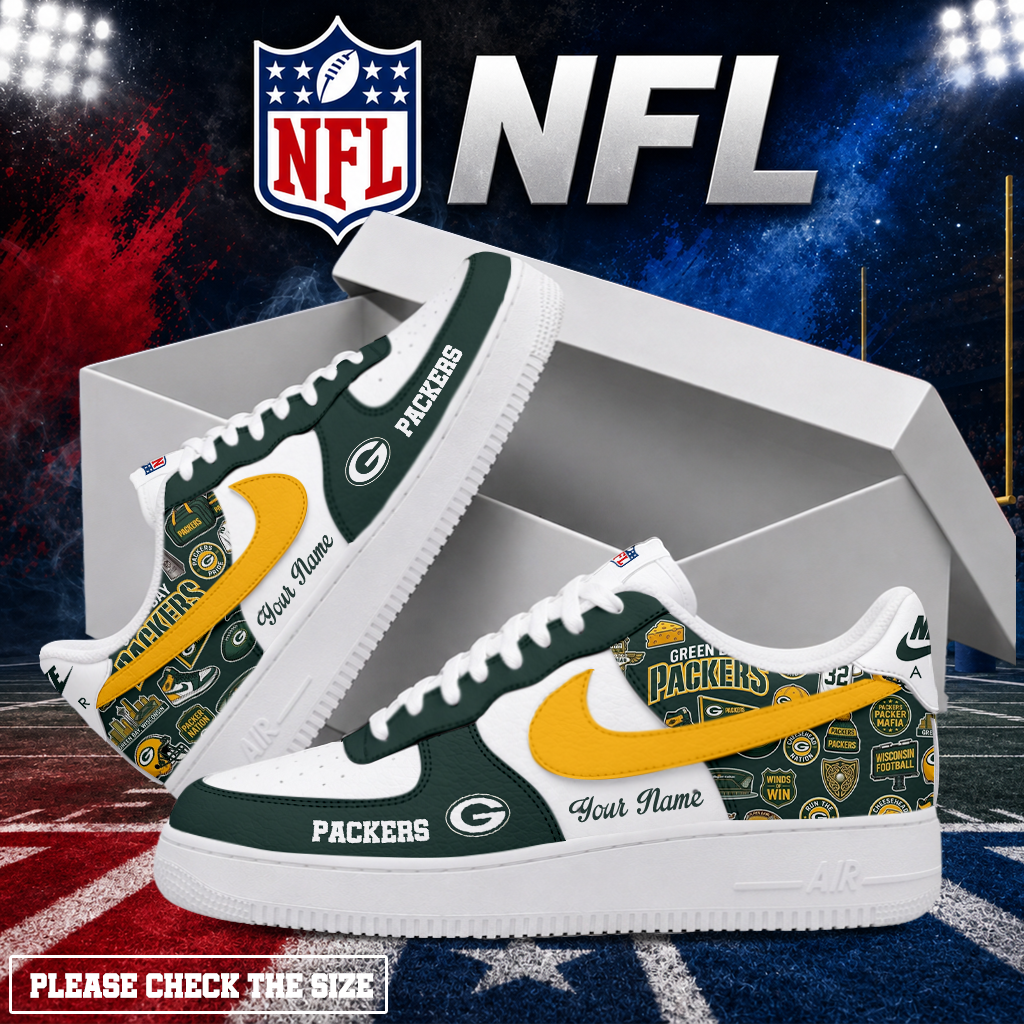 LIMITED EDITION - NEW CUSTOMIZED NFL08 GBP GREEN BAY PACKERS AF1 SHOES