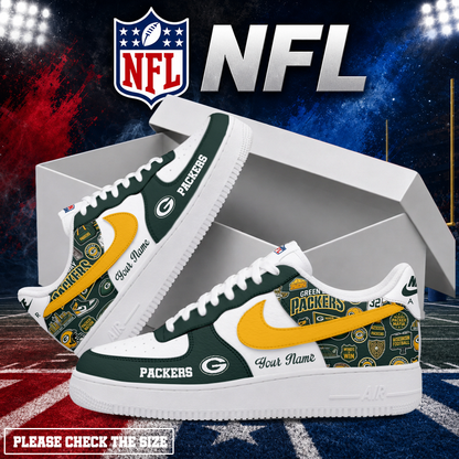LIMITED EDITION - NEW CUSTOMIZED NFL08 GBP GREEN BAY PACKERS AF1 SHOES