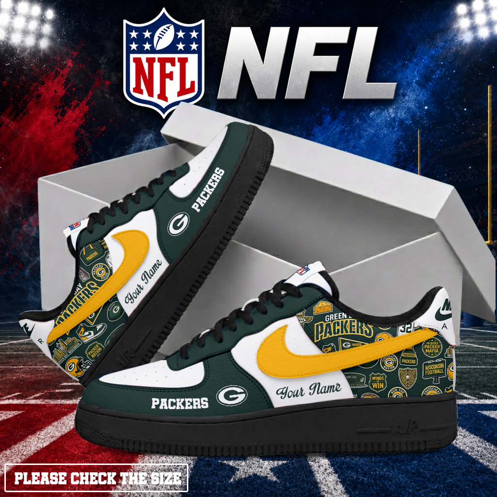 LIMITED EDITION - NEW CUSTOMIZED NFL08 GBP GREEN BAY PACKERS AF1 SHOES