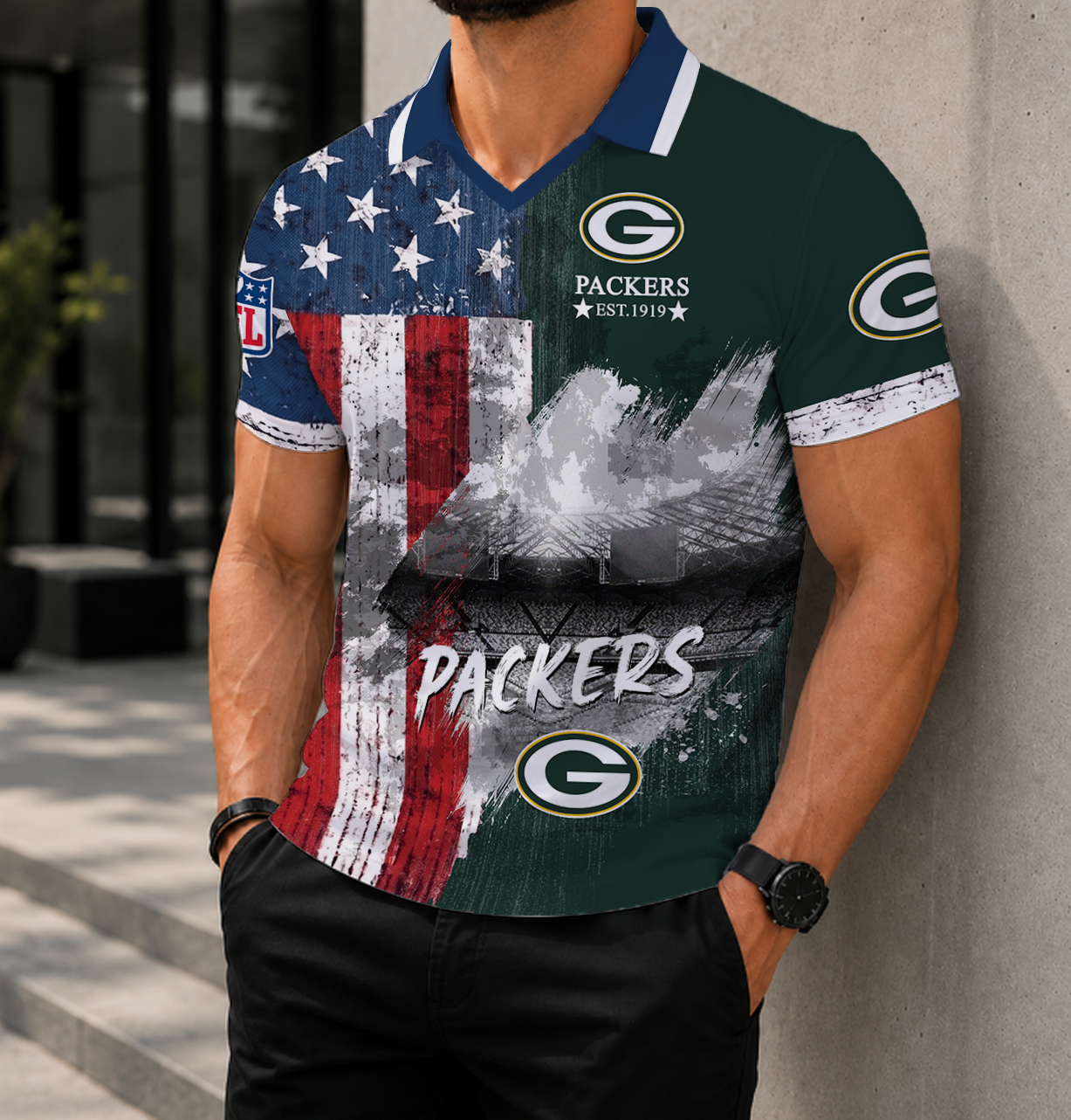 SPECIAL EDITION - NEW CUSTOMIZED NFL08 GBP GREEN BAY PACKERS POLO SHIRT