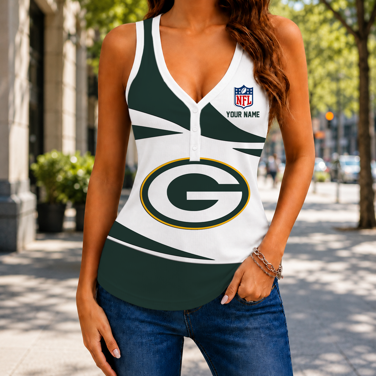 LIMITED EDITION NEW CUSTOMIZED NFL08 GBP GREEN BAY PACKERS WOMEN'S V-NECK TANK TOP