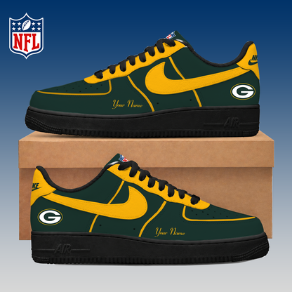 LIMITED EDITION - NEW CUSTOMIZED NFL08 GBP GREEN BAY PACKERS AF1 SNEAKERS