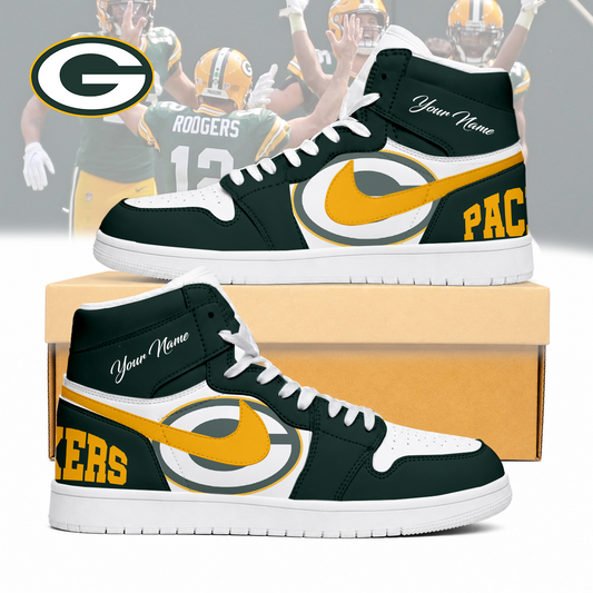 LIMITED EDITION - NEW CUSTOMIZED NFL08 GBP GREEN BAY PACKERS AIR JORDAN SNEAKERS