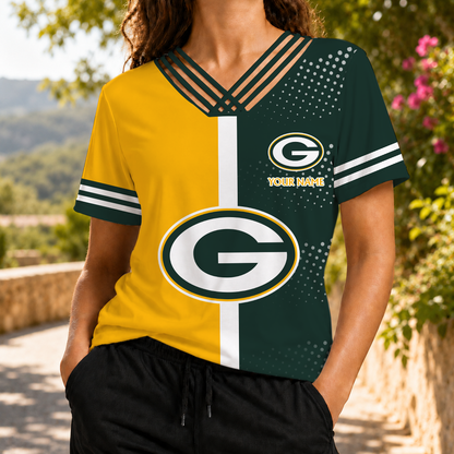 LIMITED EDITION - NEW CUSTOMIZED NFL08 GBP GREEN BAY PACKERS V-NECK SHIRT