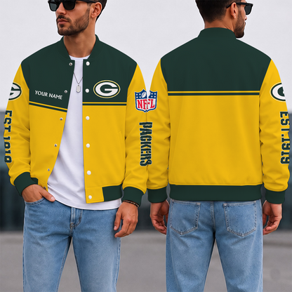 LIMITED EDITION - NEW CUSTOMIZED NFL08 GBP GREEN BAY PACKERS SATIN VARSITY & BASEBALL JACKET