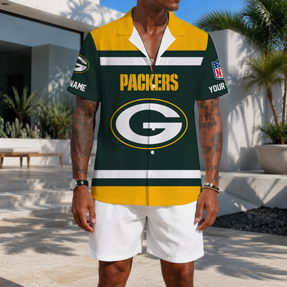 EXCLUSIVE EDITION - NEW CUSTOMIZED NFL08 GBP GREEN BAY PACKERS UNISEX HAWAIIAN SHIRT