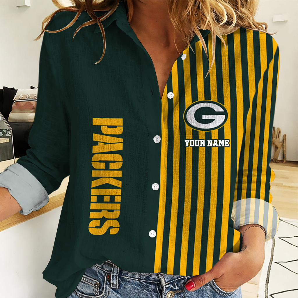 ELITE EDITION - NEW CUSTOMIZED NFL08 GBP GREEN BAY PACKERS WOMEN CASUAL SHIRT