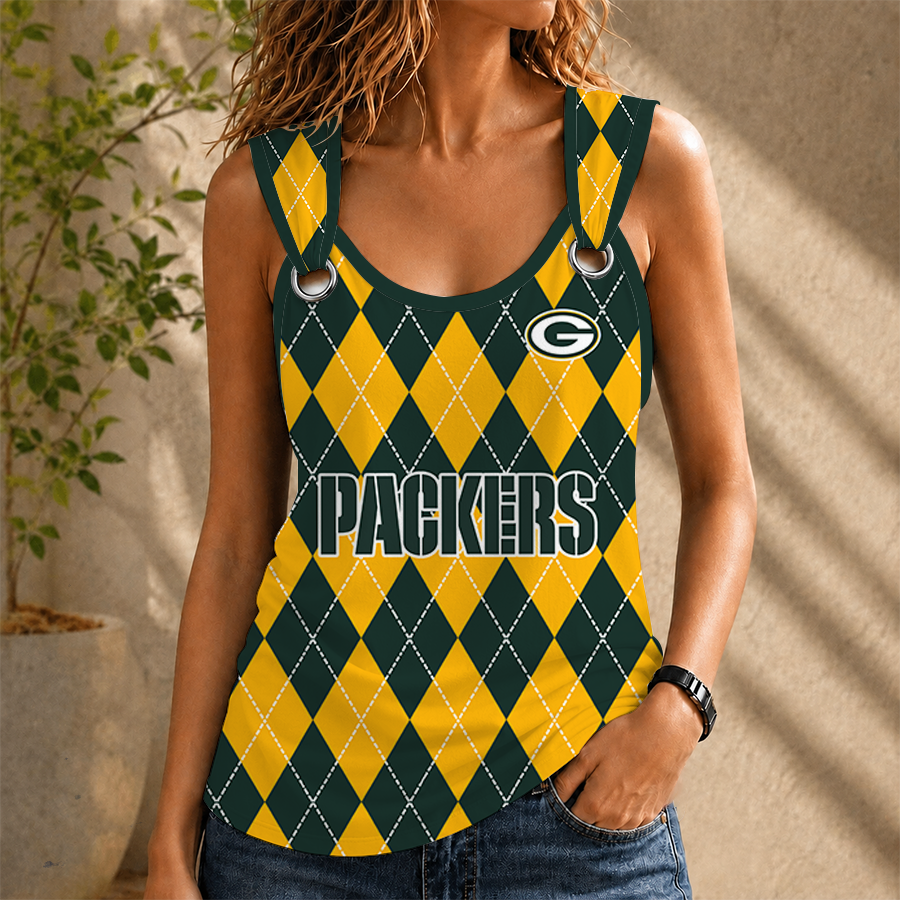 [SPECIAL OFFER] NEW CUSTOMIZED NFL08 GBP GREEN BAY PACKERS O-RING SHOULDER TANK TOP