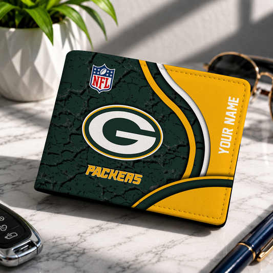 MEGA SALE - NEW CUSTOMIZED NFL08 GBP GREEN BAY PACKERS LEATHER WALLET