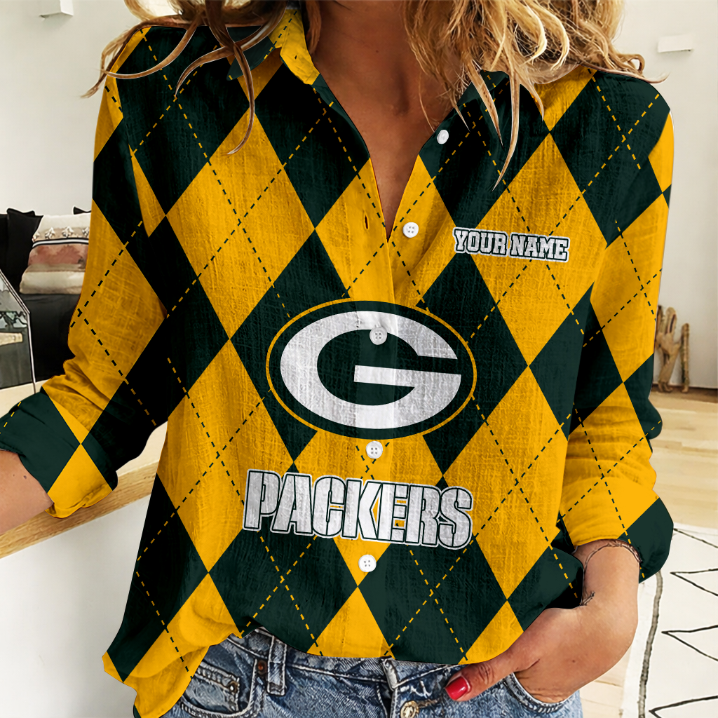 LIMITED EDITION - NEW CUSTOMIZED NFL08 GBP GREEN BAY PACKERS WOMEN CASUAL SHIRT FOR FAN