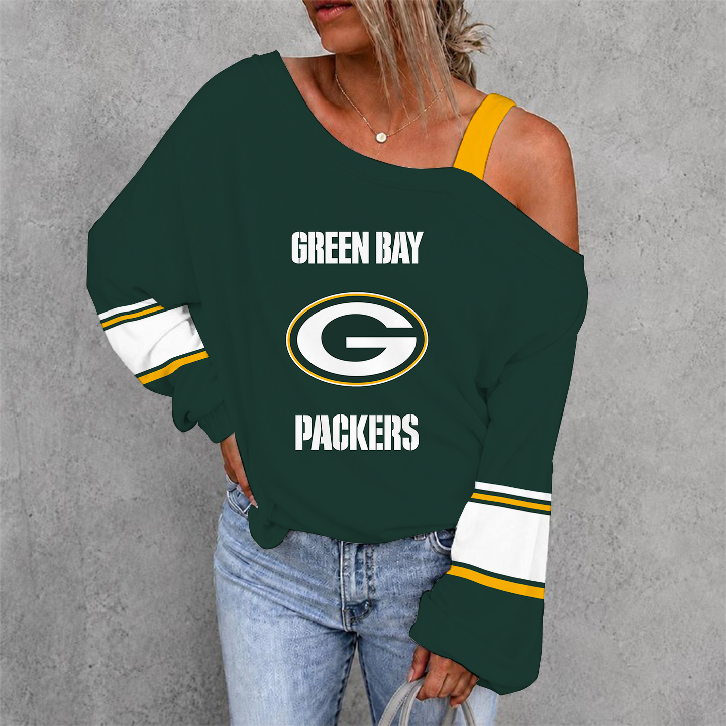 [SPECIAL OFFER] NEW CUSTOMIZED NFL08 GBP GREEN BAY PACKERS DROP SHOULDER SWEATSHIRT