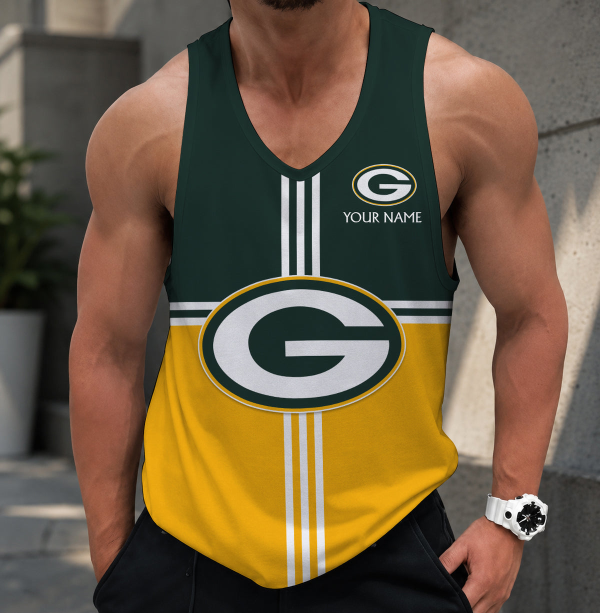 EXCLUSIVE EDITION - NEW CUSTOMIZED NFL08 GBP GREEN BAY PACKERS TANK TOP