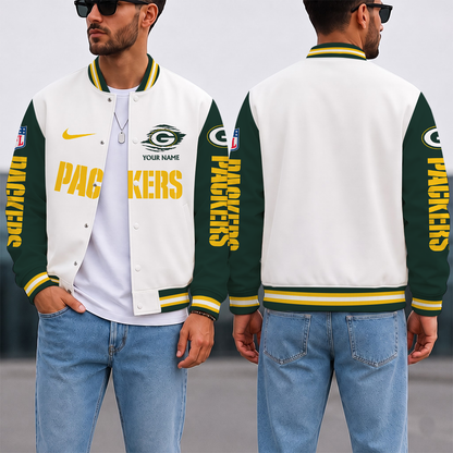 ELITE EDITION - NEW CUSTOMIZED NFL08 GBP GREEN BAY PACKERS SATIN VARSITY & BASEBALL JACKET