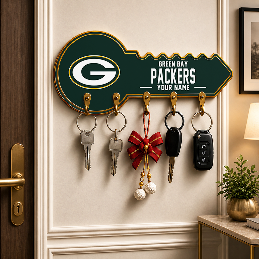 [SPECIAL OFFER] NEW CUSTOMIZED NFL08 GBP GREEN BAY PACKERS WALL KEY HOLDER FOR HOME