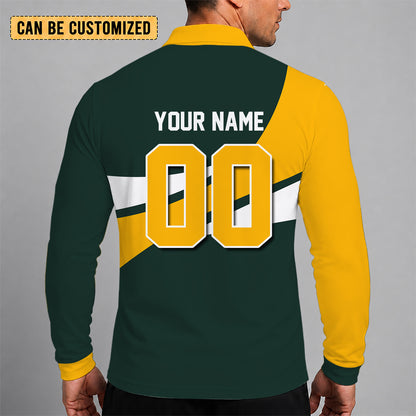 [SPECIAL OFFER] NEW CUSTOMIZED NFL08 GBP GREEN BAY PACKERS LONG SLEEVE POLO SHIRT