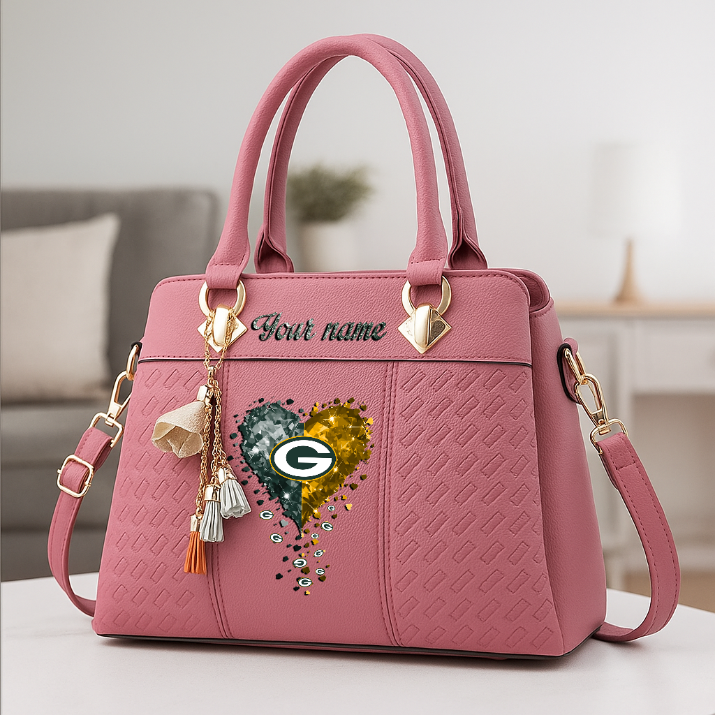 LIMITED EDITION - NEW CUSTOMIZED NFL08 GBP GREEN BAY PACKERS ZIP HANDBAG MULTICOLOR