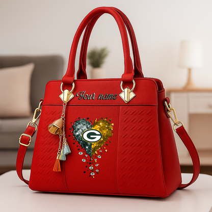 LIMITED EDITION - NEW CUSTOMIZED NFL08 GBP GREEN BAY PACKERS ZIP HANDBAG MULTICOLOR