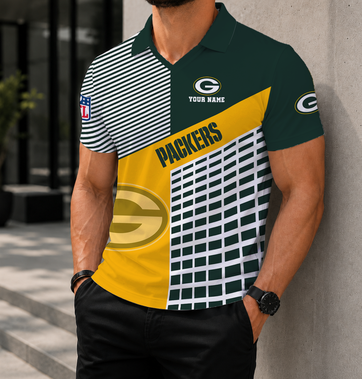 LIMITED EDITION - NEW CUSTOMIZED NFL08 GBP GREEN BAY PACKERS POLO SHIRT