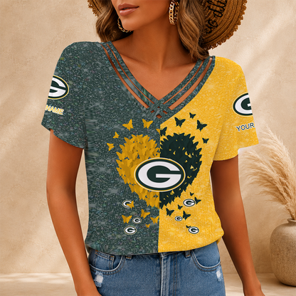 LIMITED EDITION - NEW CUSTOMIZED NFL08 GBP GREEN BAY PACKERS V-NECK SHIRT