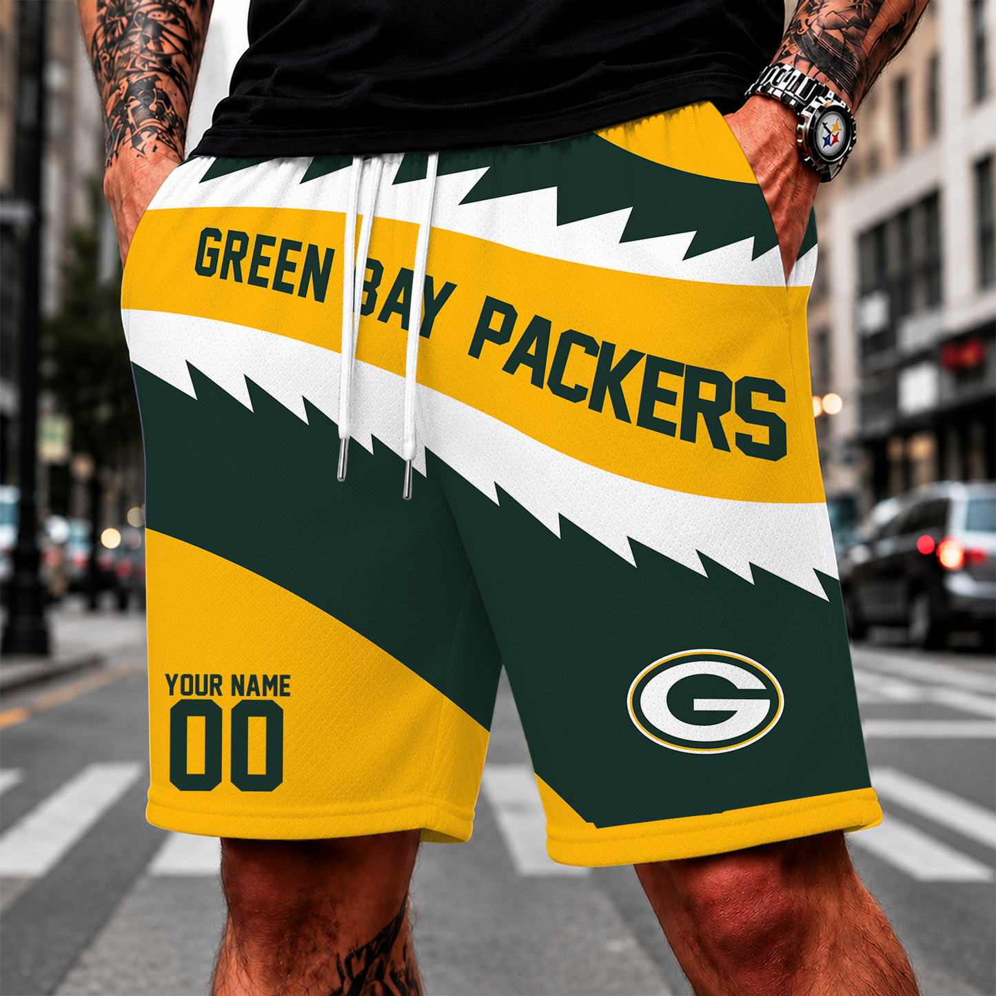 [SPECIAL OFFER] NEW CUSTOMIZED NFL08 GBP GREEN BAY PACKERS SHORT PANTS