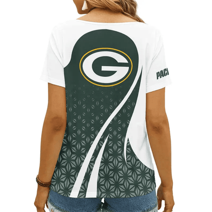 LIMITED EDITION - NEW CUSTOMIZED NFL08 GBP GREEN BAY PACKERS V-NECK FEMALE SHIRT