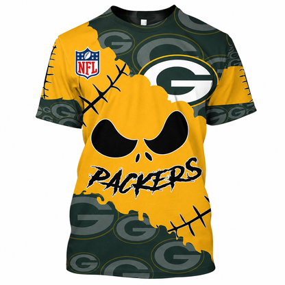 LIMITED EDITION - NEW CUSTOMIZED NFL08 GBP GREEN BAY PACKERS HALLOWEEN SKULL APPAREL FOR FANS