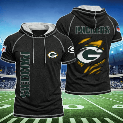 [SPECIAL OFFER] NEW CUSTOMIZED NFL08 GBP GREEN BAY PACKERS SHORT SLEEVE HOODIE