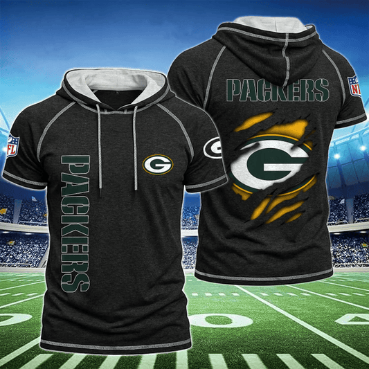 [SPECIAL OFFER] NEW CUSTOMIZED NFL08 GBP GREEN BAY PACKERS SHORT SLEEVE HOODIE