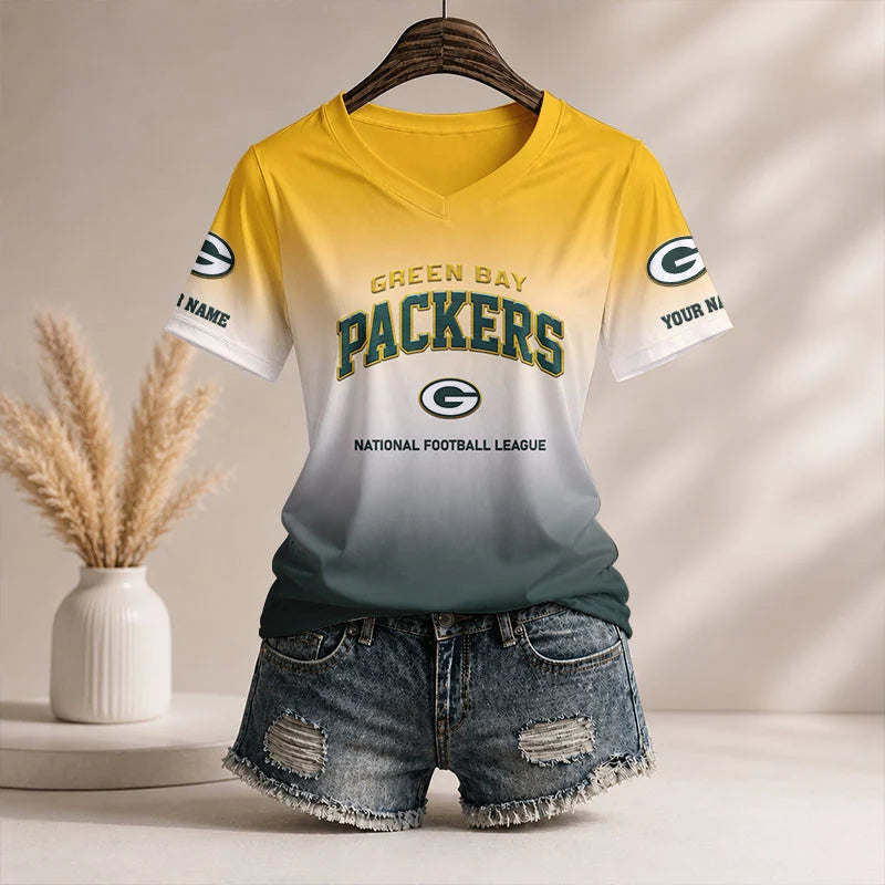 LIMITED EDITION - NEW CUSTOMIZED NFL08 GBP GB PACKERS V-NECK FEMALE SHIRT