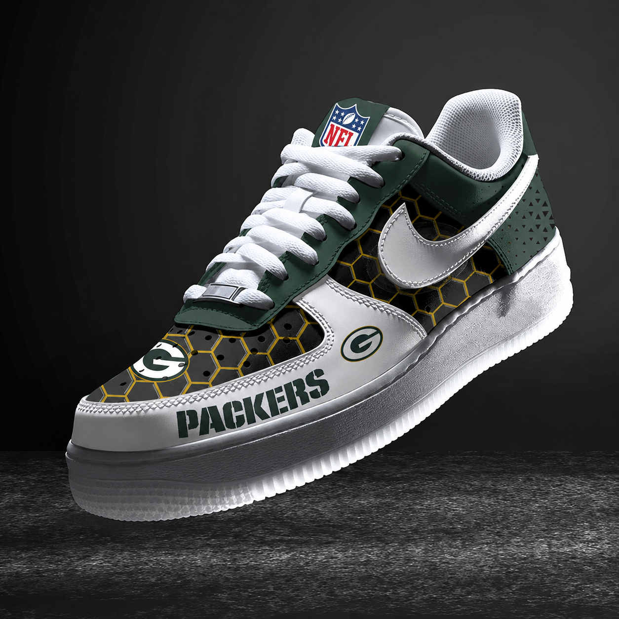 LIMITED EDITION - NEW CUSTOMIZED NFL08 GBP GREEN BAY PACKERS AF1 SNEAKERS