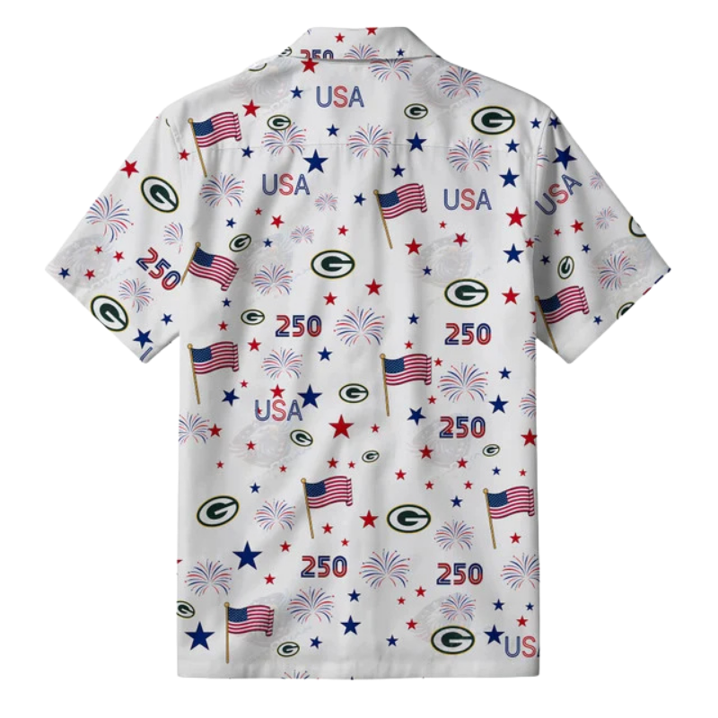 LIMITED EDITION - NEW CUSTOMIZED NFL08 GBP GREEN BAY PACKERS PATRIOTIC 250 USA HAWAIIAN SHIRT