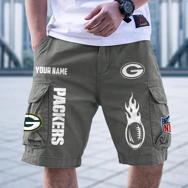 [SPECIAL OFFER] NEW CUSTOMIZED NFL08 GBP GREEN BAY PACKERS CARGO SHORTS
