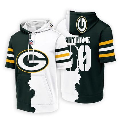 LIMITED EDITION - NEW CUSTOMIZED NFL08 GBP GREEN BAY PACKERS SHORT SLEEVE HOODIE T-SHIRT