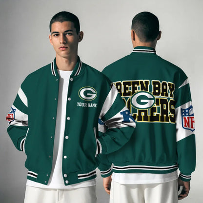 [HOT DEAL] NEW CUSTOMIZED NFL08 GBP GREEN BAY PACKERS SATIN VARSITY & BASEBALL JACKET