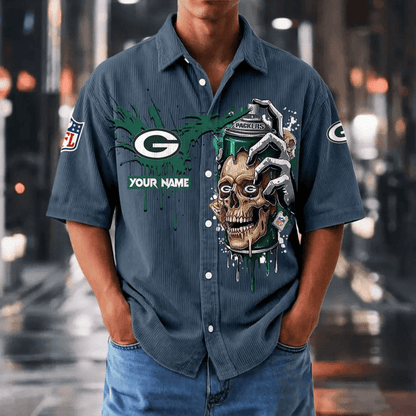 [SPECIAL OFFER] NEW CUSTOMIZED NFL08 GBP GREEN BAY PACKERS SEERSUCKER BUTTON SHIRT