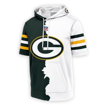 LIMITED EDITION - NEW CUSTOMIZED NFL08 GBP GREEN BAY PACKERS SHORT SLEEVE HOODIE T-SHIRT