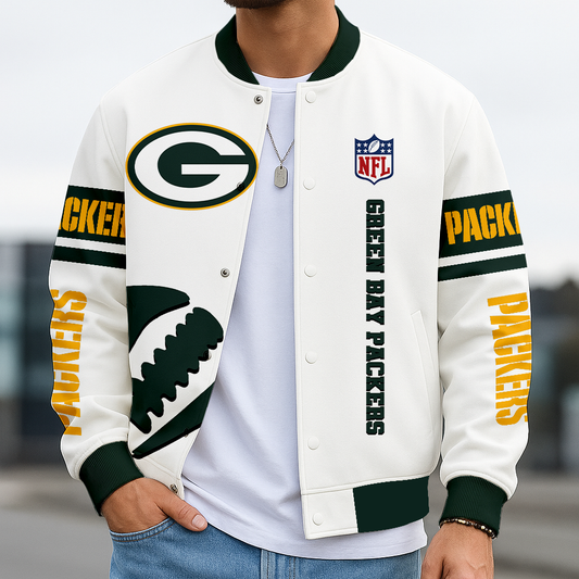 LIMITED EDITION - NEW CUSTOMIZED NFL08 GBP GREEN BAY PACKERS BASEBALL JACKET