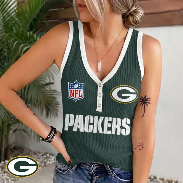 [SPECIAL OFFER] NEW CUSTOMIZED NFL08 GBP GREEN BAY PACKERS WOMEN'S V-NECK TANK TOP