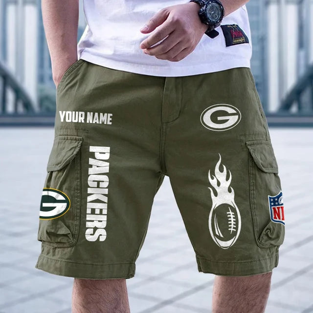 [SPECIAL OFFER] NEW CUSTOMIZED NFL08 GBP GREEN BAY PACKERS CARGO SHORTS