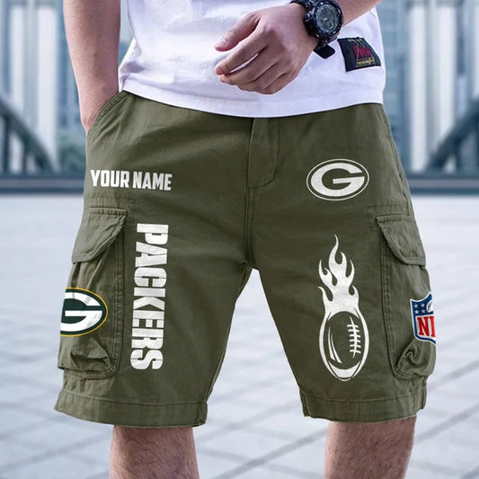 [SPECIAL OFFER] NEW CUSTOMIZED NFL08 GBP GREEN BAY PACKERS CARGO SHORTS