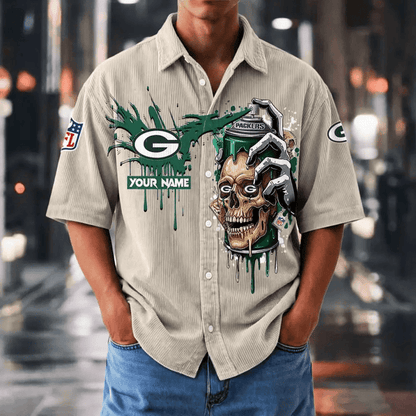 [SPECIAL OFFER] NEW CUSTOMIZED NFL08 GBP GREEN BAY PACKERS SEERSUCKER BUTTON SHIRT