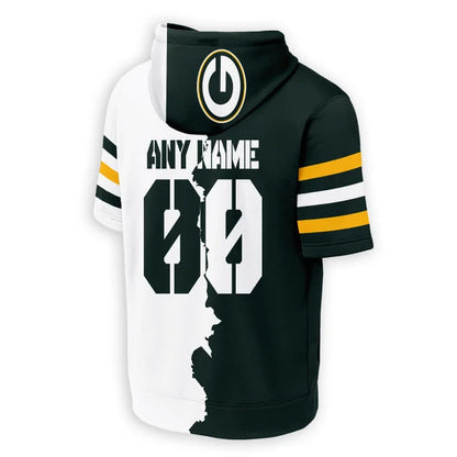 LIMITED EDITION - NEW CUSTOMIZED NFL08 GBP GREEN BAY PACKERS SHORT SLEEVE HOODIE T-SHIRT