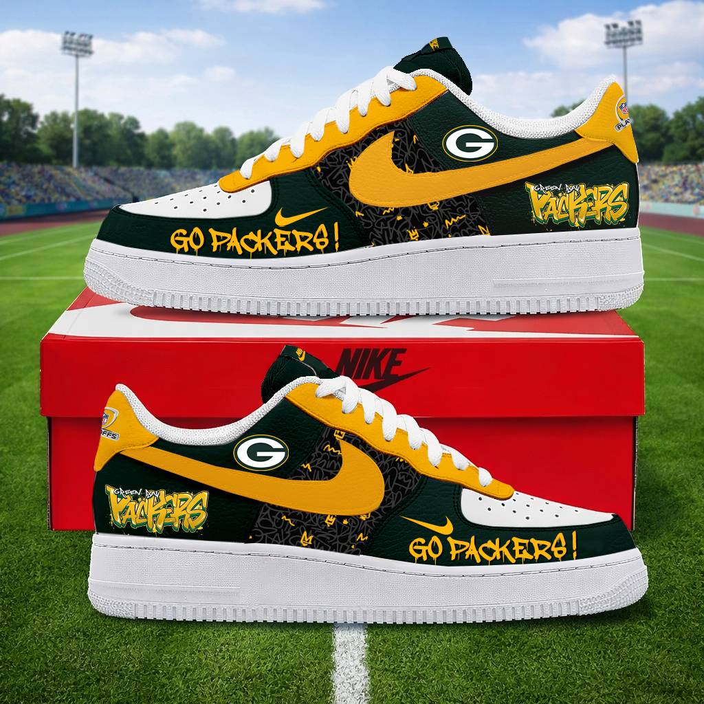 LIMITED EDITION - NEW CUSTOMIZED NFL08 GBP GREEN BAY PACKERS AF1 SNEAKERS